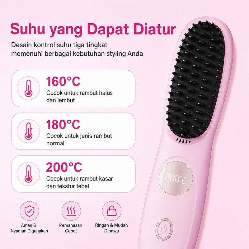 Jual Onlife Sisir Catokan Pelurus Rambut 2 In 1 Cordless Straight Comb ...