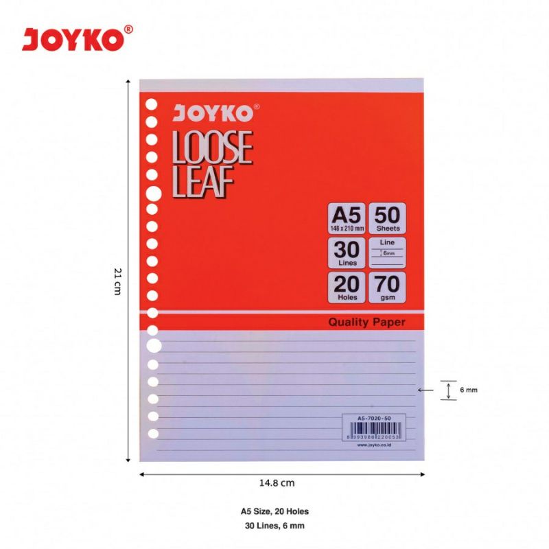 Jual Loose Leaf Joyko A5 Isi 50/100 Lembar / Kertas Binder / Kertas ...