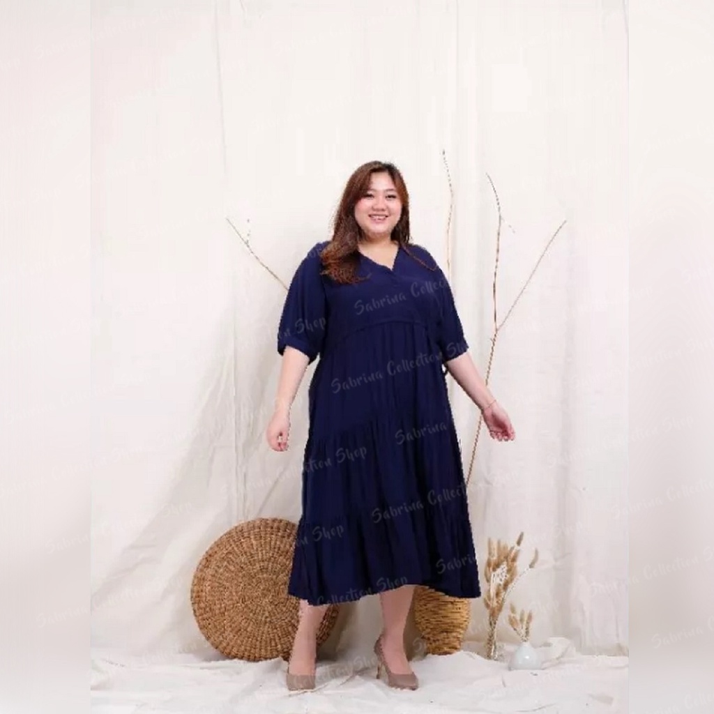 Jual Big Size Korean Style Midi Dress Casual A- Line Dress JUMBO BIG SIZE  RAYON FLETA DRESS - Sabrina Collection | Shopee Indonesia