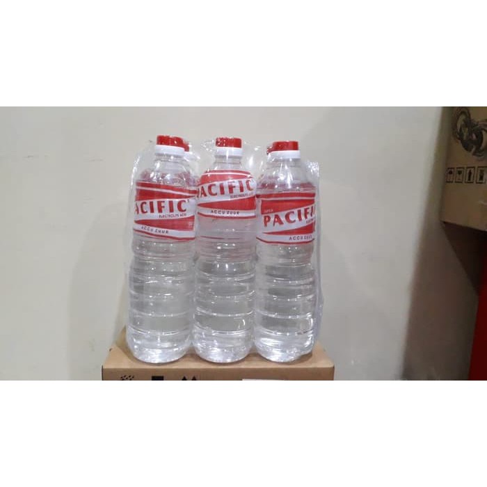 Jual Air Aki Merah, Accu Zuur Pacific 1L (6 Pcs) untuk pengisian