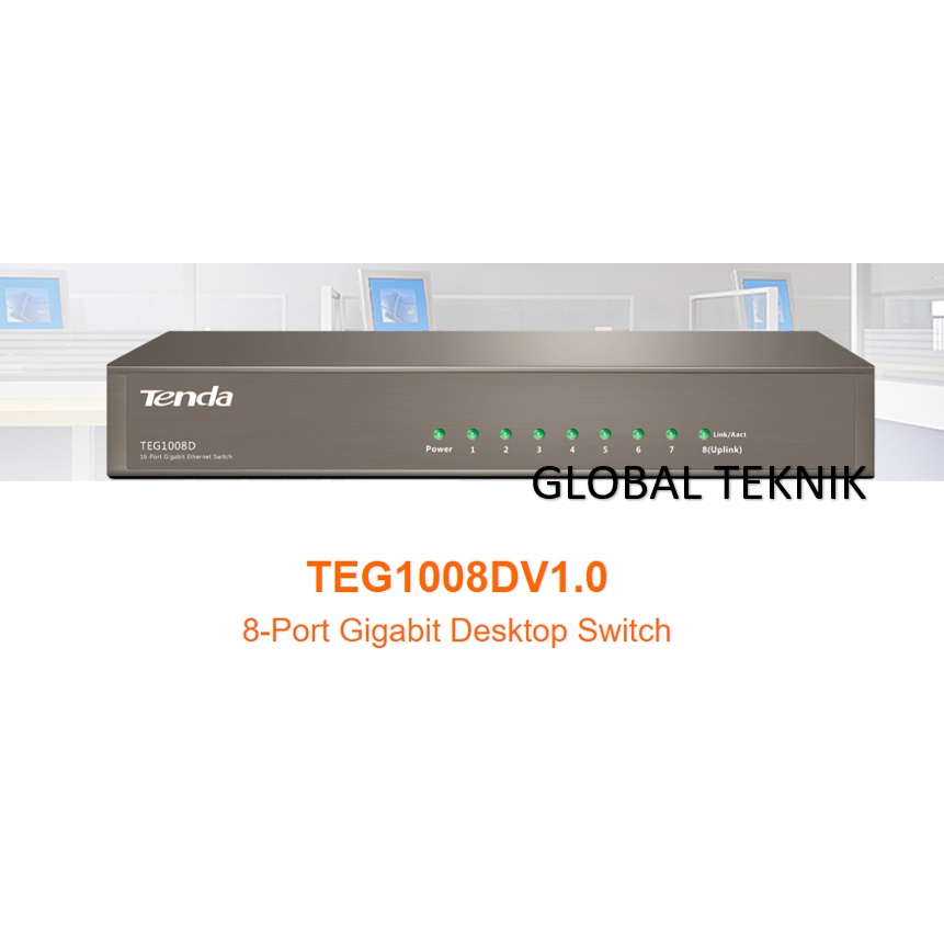Jual Tenda Switch Hub TEG1008D 8 Port Switchub Gigabit Anti Petir Tenda 8port RJ45 Shopee