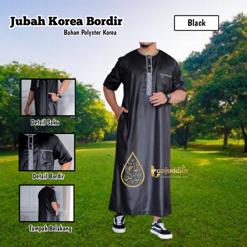 Jual Gamis Pria Oblong Jubah Lengan pendek Tanpa Kerah Polyster Korea