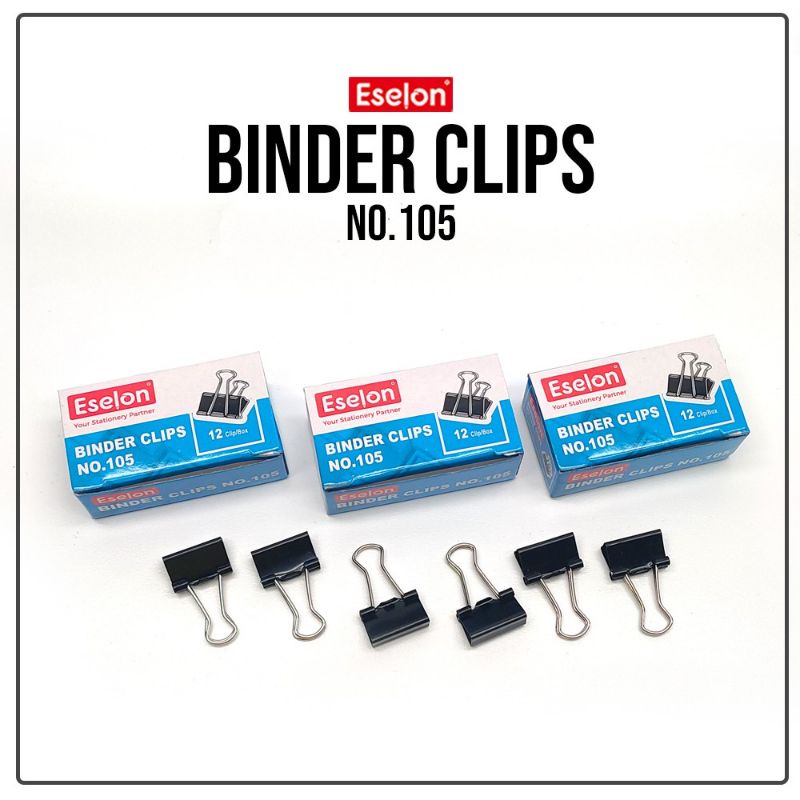 Jual (12pcs) Binder Clips 105 murah / 1box Double Clip / Penjepit ...