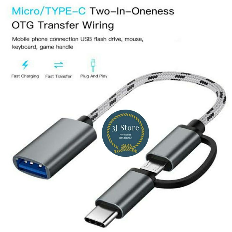 Jual Kabel OTG 2in1 Micro USB & Type C | OTG Android Flashdisk Mouse ...