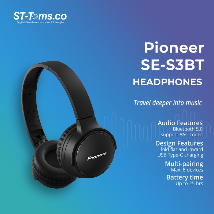 Pioneer S3 Wireless SE-S3BT Auriculares Bluetooth 5.0 25H, color Rosa