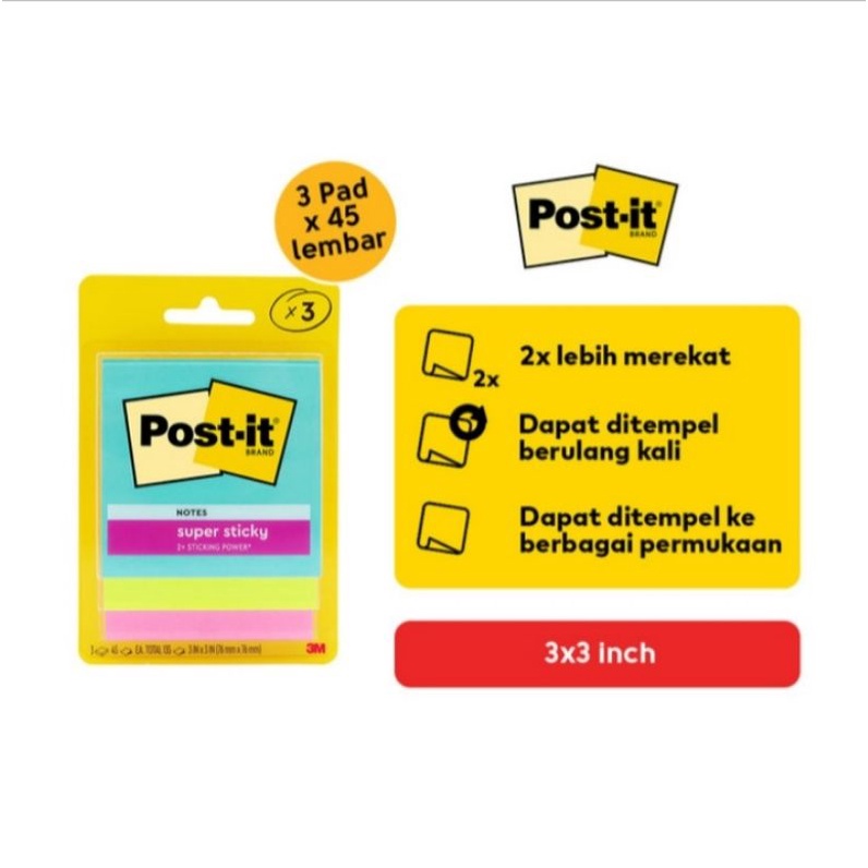 Jual 3M post it super sticky notes 3x3