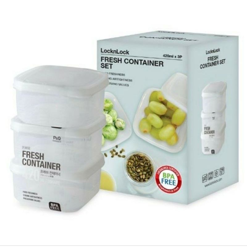 Jual LocknLock Fresh Container Square 420 Ml 3 Pcs Lock&Lock | Shopee ...