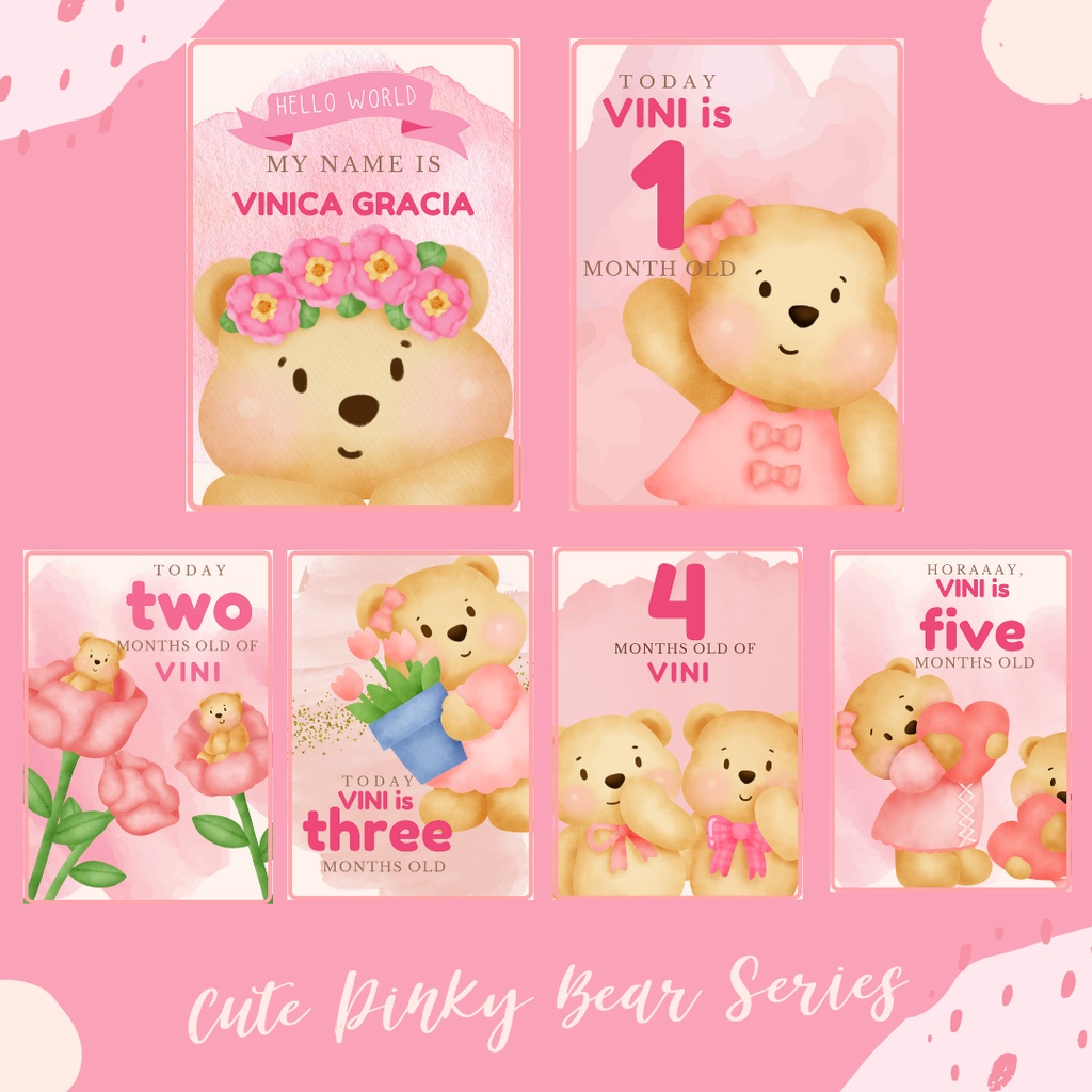 Jual Cute Pinky Bear Series - TICOANDCO PREMIUM BABY MILESTONE CARDS ...