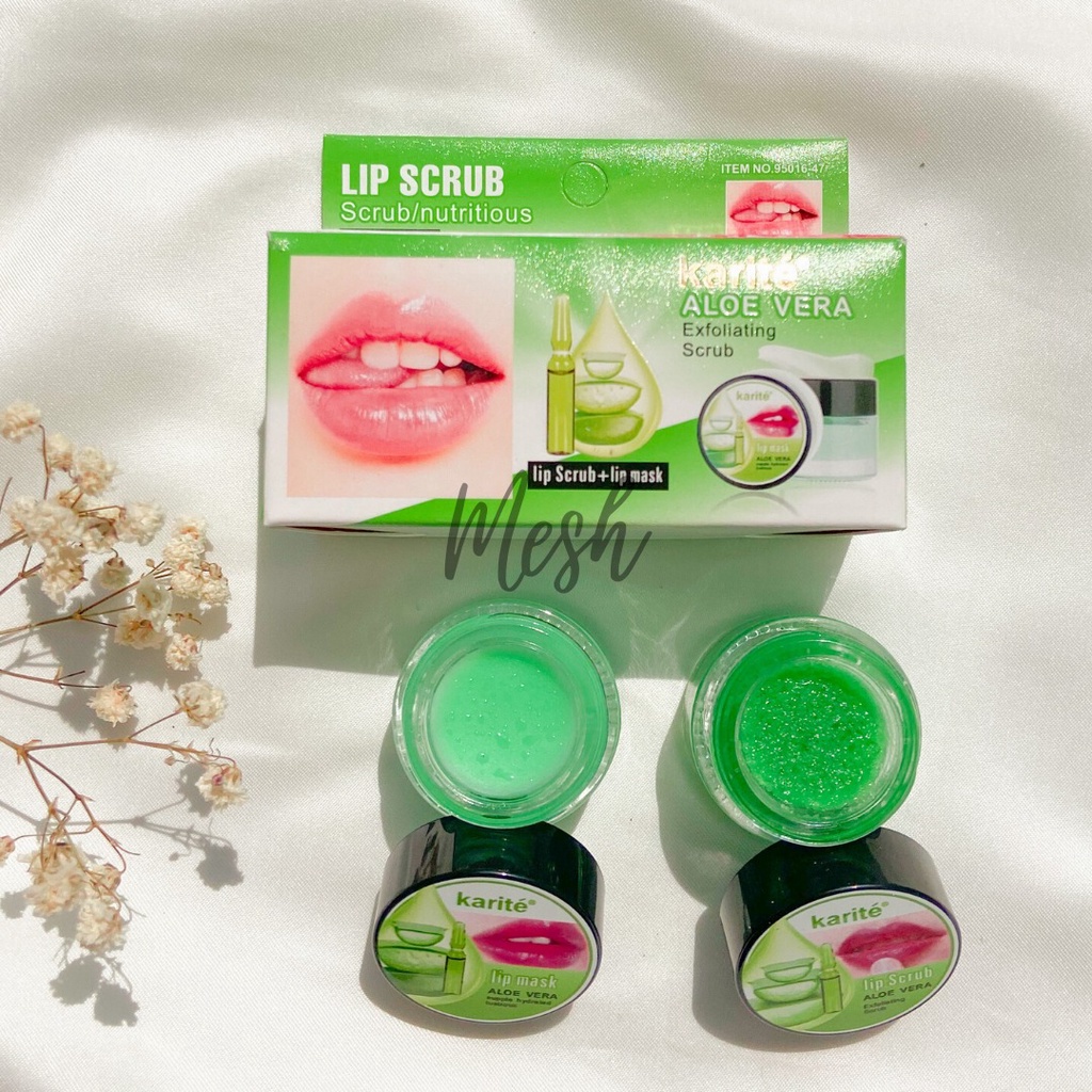 Jual LIP SCRUB + LIP MASK / Aloe Vera Karite Lip Scrub + Lip Mask