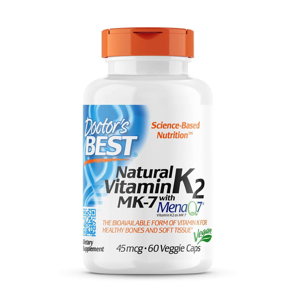 Jual Doctor's Best Natural Vitamin K2 Mena Q7 Plus D3 45mcg 60 Veggie ...