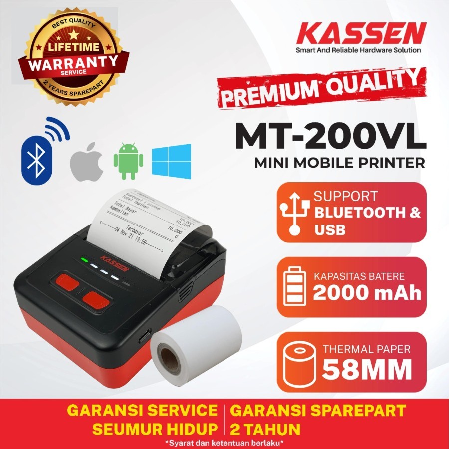 Jual Printer Bluetooth Thermal Mobile Kassen Mt 200 Vl Cetak Struk 58mm Shopee Indonesia 4504