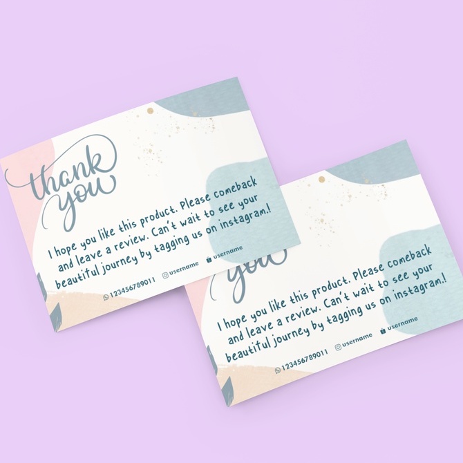 Jual 100 Pcs Thank You card Kartu Ucapan Terimakasih Elegan Aesthetic