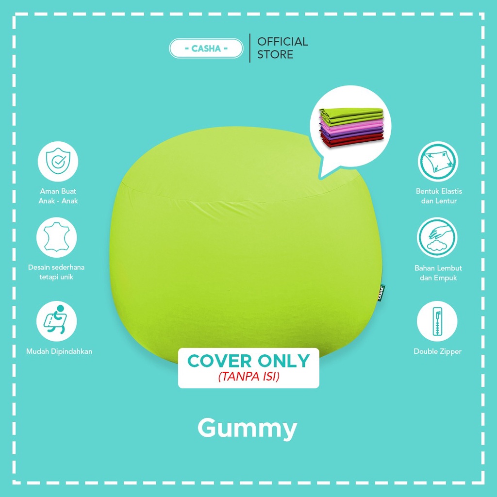 Jual Cover Only Casha Bean Bag Gummy Xl Bahan Polyester Stretch Tanpa Isi Bean Bag Murah