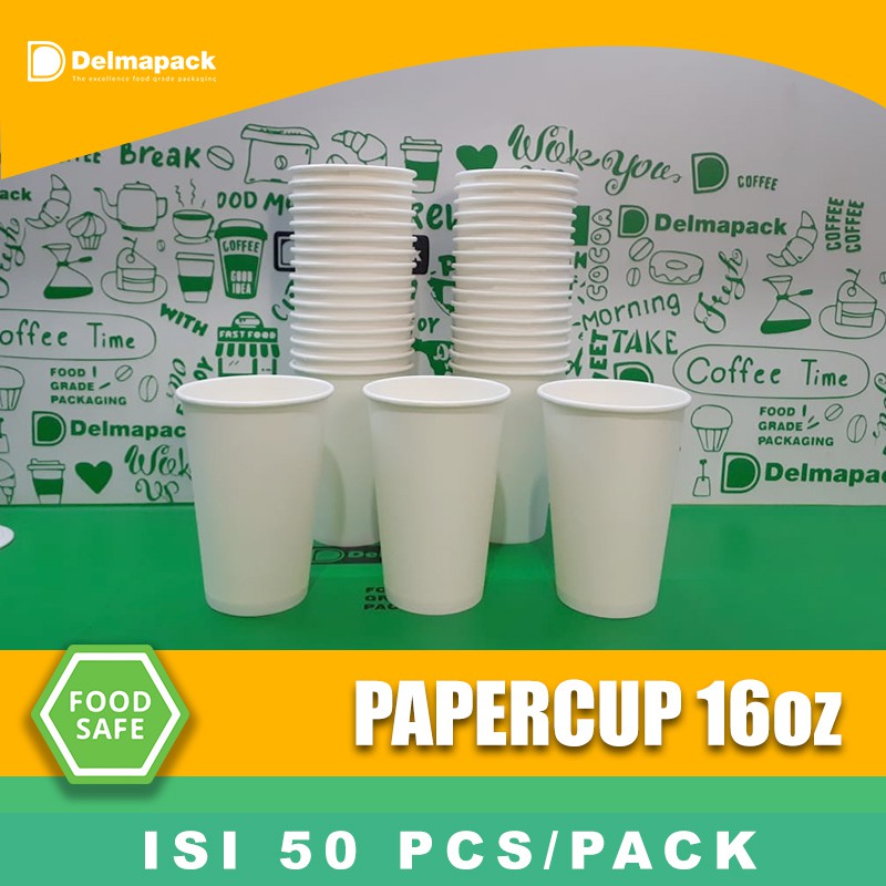 Jual PAPER CUP 16oz - HOT, KOPI, TEH - FOODGRADE - 50 PCS | Shopee ...