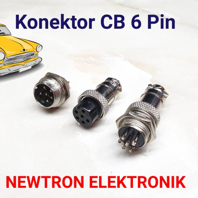 Jual Konektor Mic 6 Pin Bulat CB 6Pin Pin 6 Besi GX16 For Radio Rig