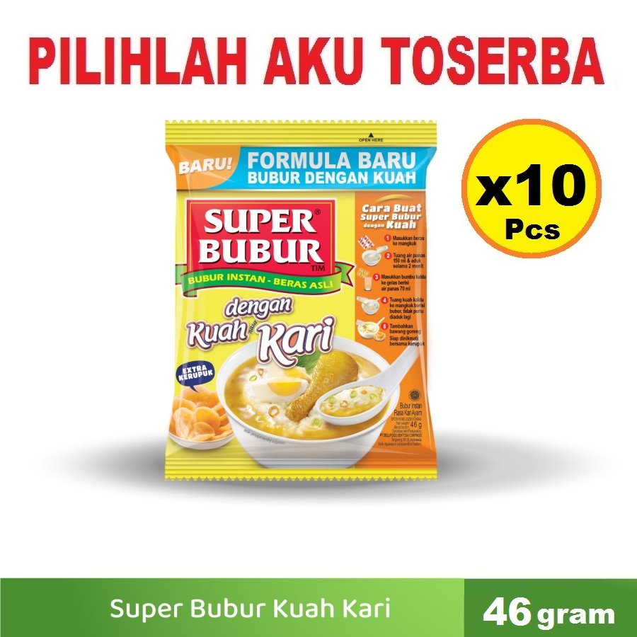 Jual Super Bubur Kuah Rasa Kari Ayam 46 Gr Harga Paket Isi 10 Pcs