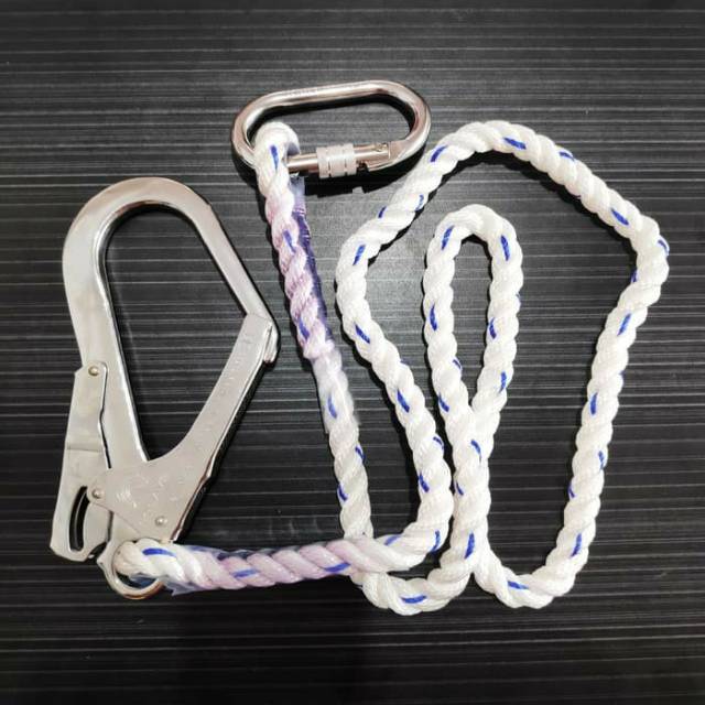Jual Lanyard Safety Single Big Hook Climbing Rope Tali Body Harness
