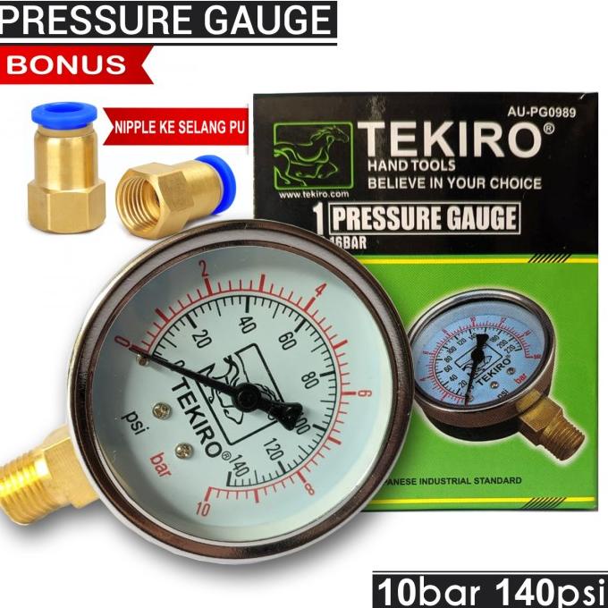 Jual Pressure Gauge 10 Bar Alat Ukur Tekanan Tekiro Original Shopee