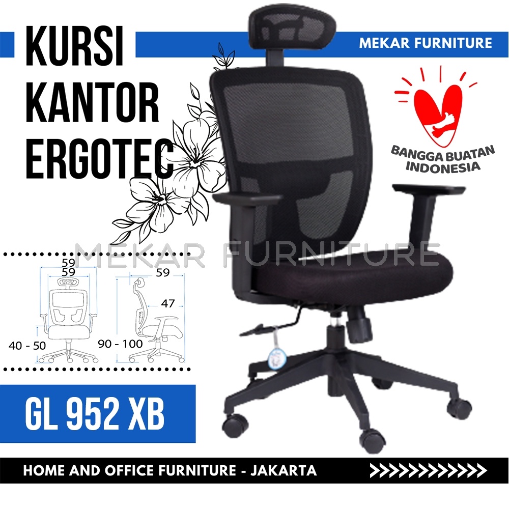 Jual ERGOTEC GL 952 XB Kursi Kantor Kursi Kerja Adjustable - Mekar ...