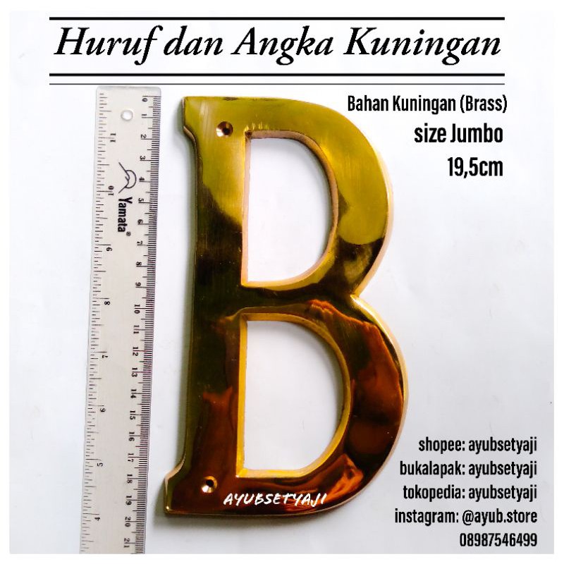 Jual Huruf Angka 19cm Kuningan Besar JUMBO Huruf Dan Angka Kuningan ...