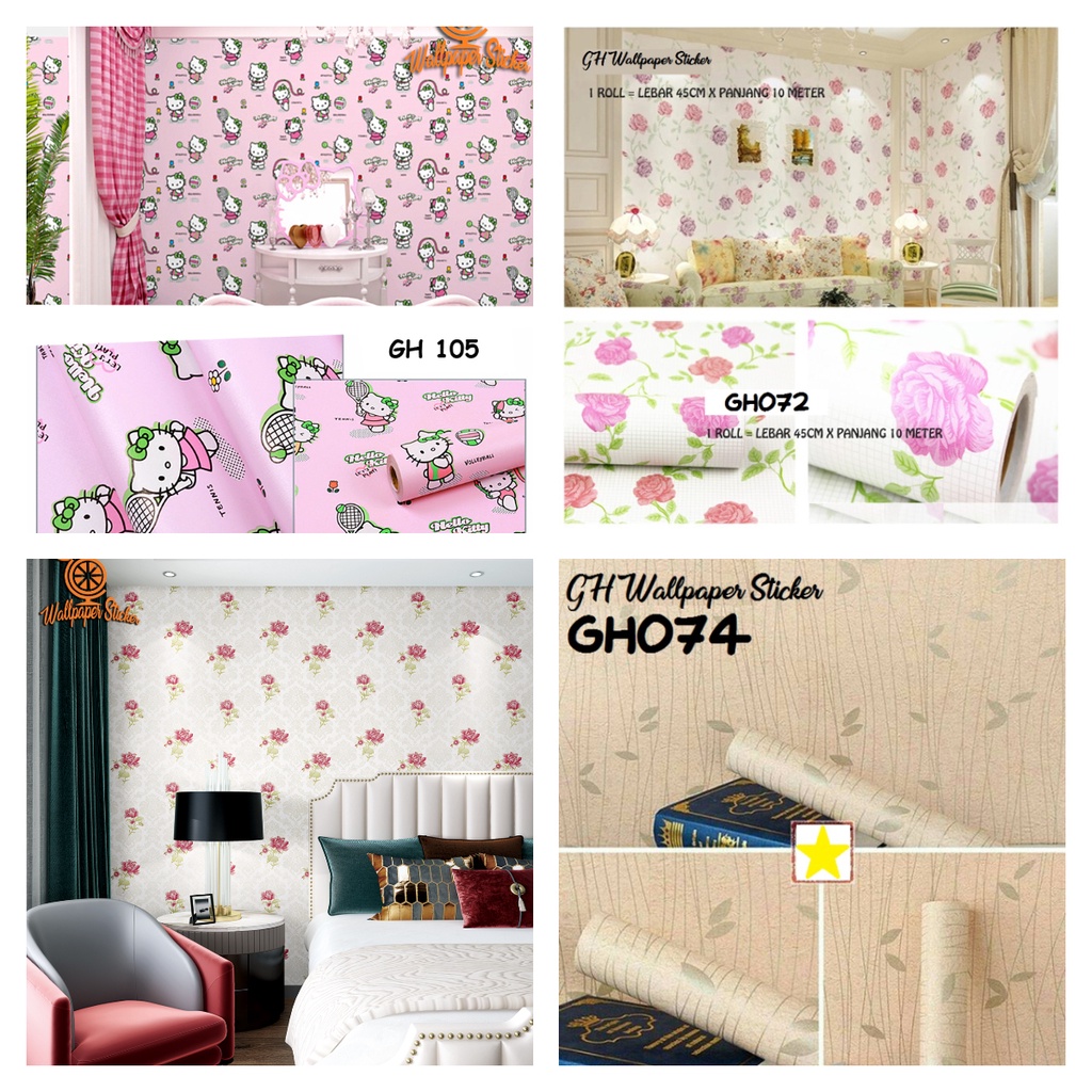 Jual Wallpaper Stiker Hiasan Dinding Polos Berserat Wallsticker Premium