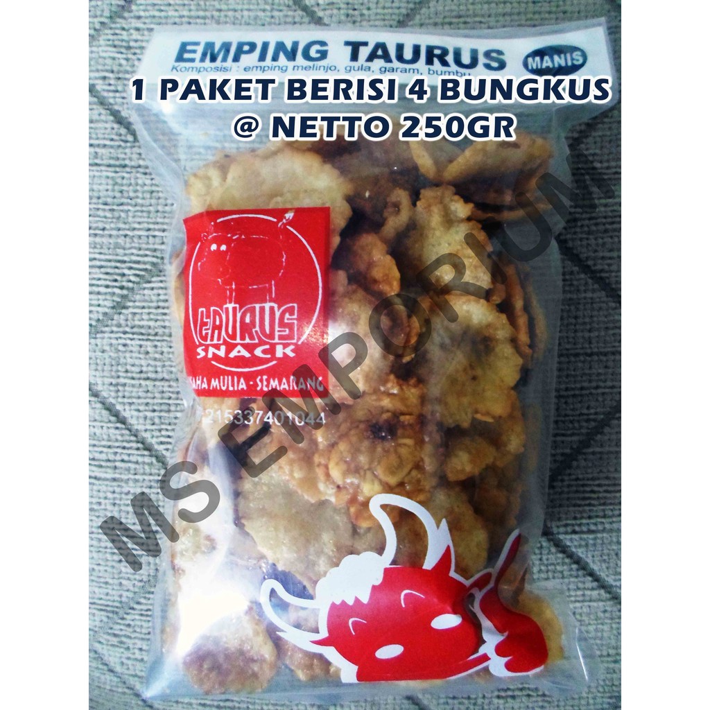 Jual Snack Emping Melinjo Taurus Semarang Manis @250gr ( ISI 4 BUNGKUS ...