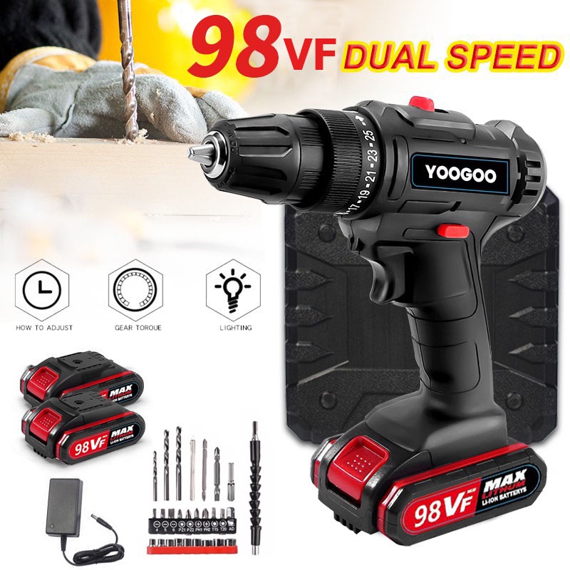 Jual 98VF Powerful Impact Drill Tanpa Kabel / Bor Listrik Set-Bor