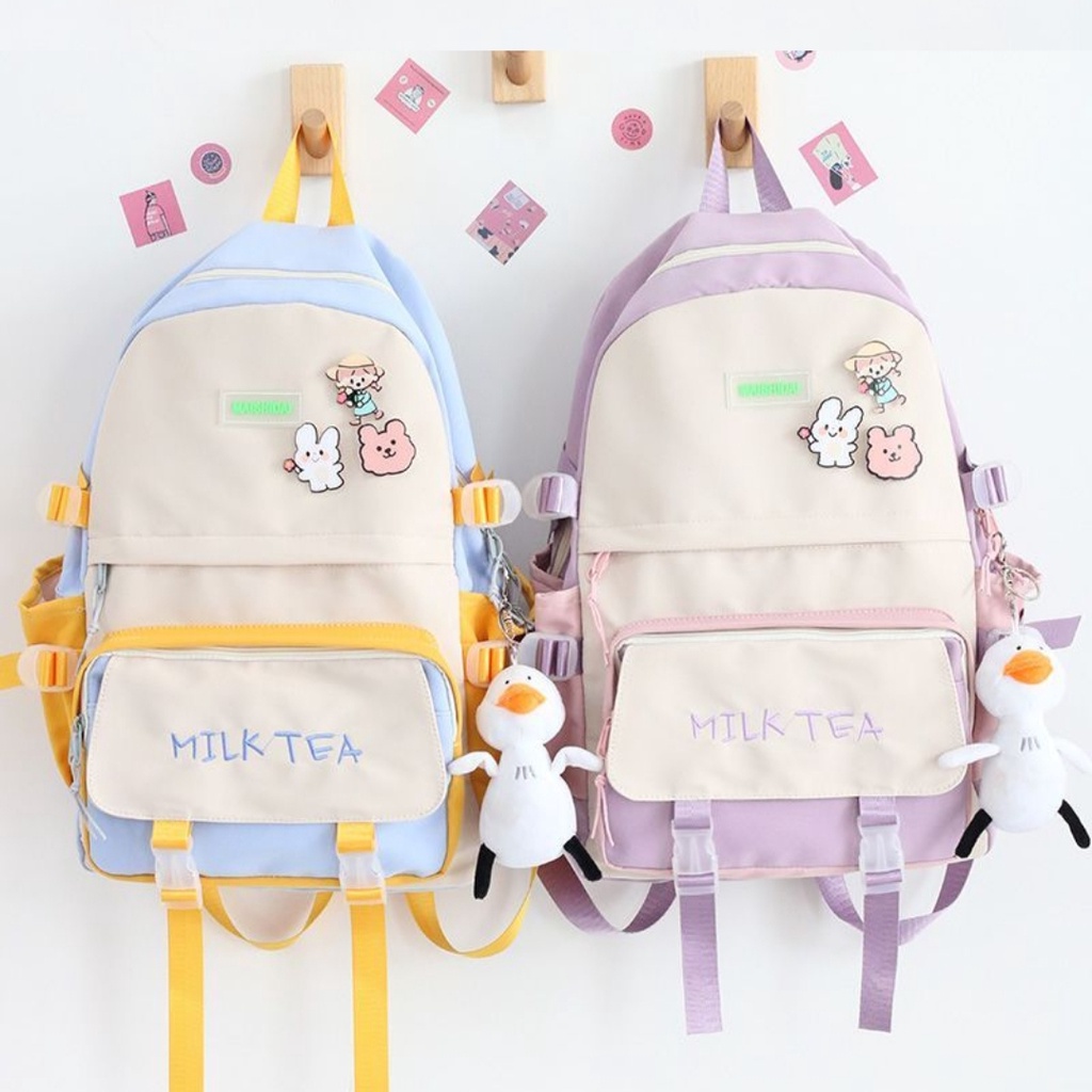 Serba 25k-tas Ransel Kecil Mini Wanita Gadis Remaja Ransel Korea Mihua -  Merah Muda