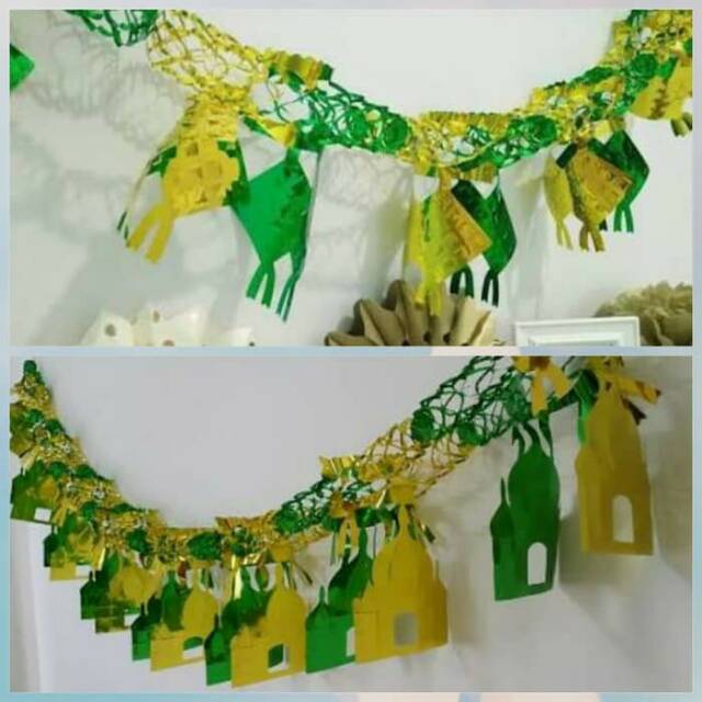 Garlan bentuk ketupat , masjid untuk dekorasi ramadhan / lebaran