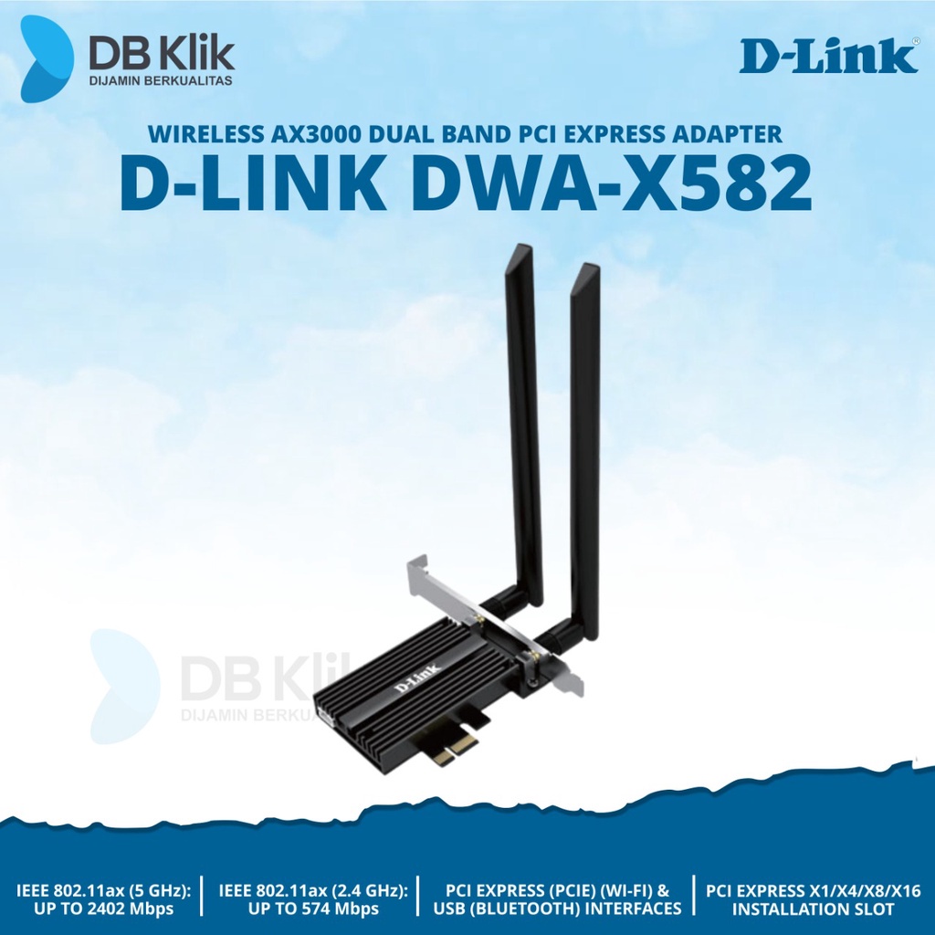 Jual LAN Card PCIe D-Link DWA-X582 AX3000 with Bluetooth- DLink DWAX582 ...
