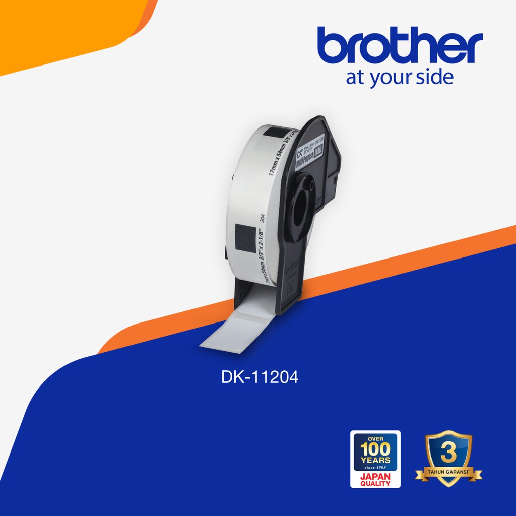 Jual Brother Label Tape DK-11204 Die-Cut Label Roll 17mm x 54mm Black ...