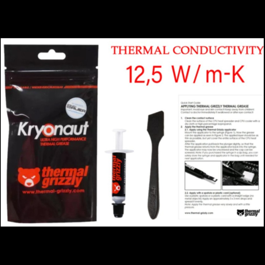 Pâte Thermique Thermal Grizzly Kryonaut - 1g Pour Refroidissement PC/overclocking
