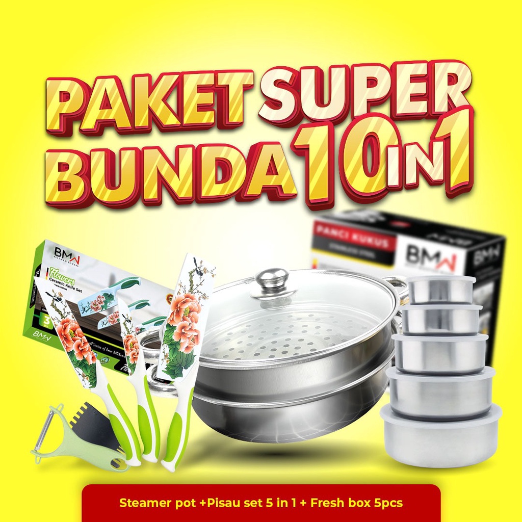 Jual Bmw Kitchen Ware Paket Super Hemat In Panci Kukus Steamer Pisau Set Pcs Lunch