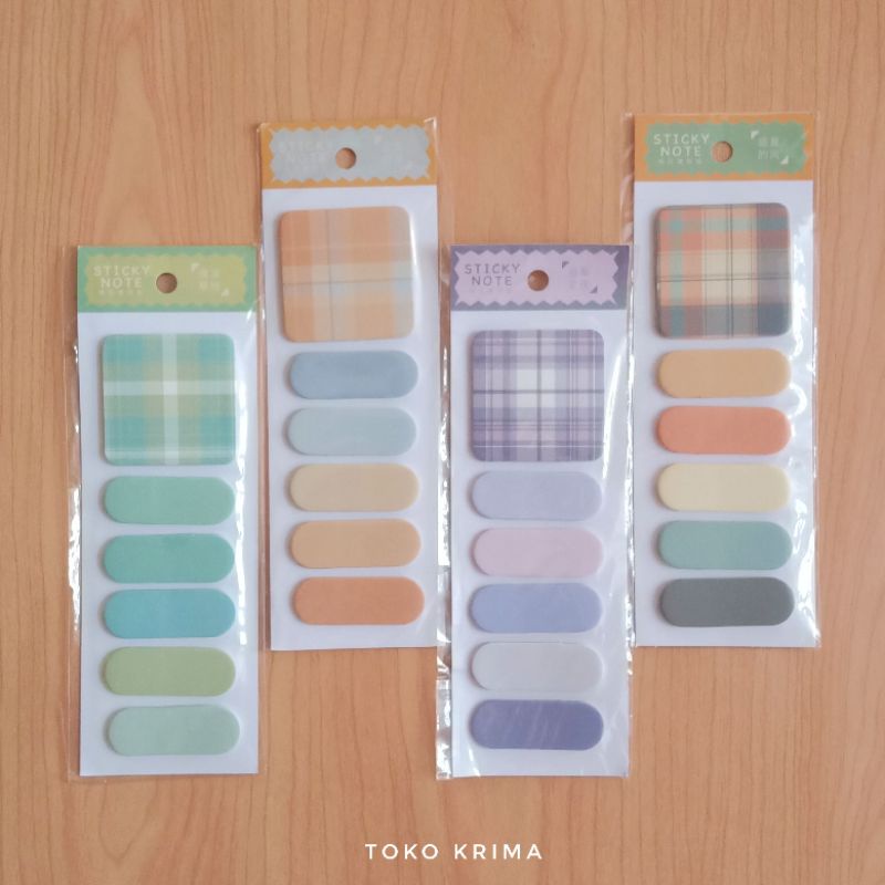 Jual Sticky Notes Set Catatan Tempel Memo Stick Plaid Polos | Shopee ...