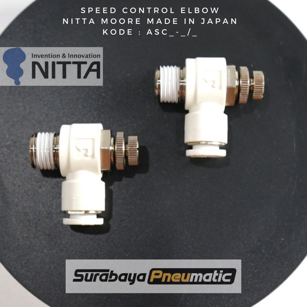 Jual NITTA MOORE - ASC8-R3/8 (OD8mm, Drat3/8)- Speed Control Elbow ...