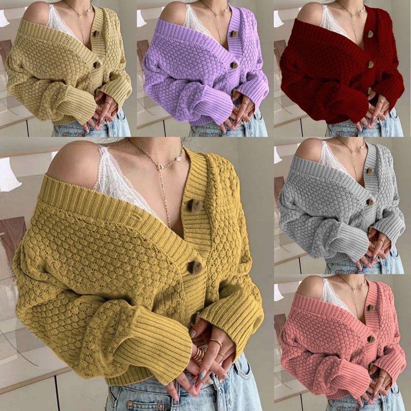 Jual Cuci Gudang Habiskan Stok Cardigan Crop Rajut Wanita Crop Cardy Popcorn Cardi Rajut 0350