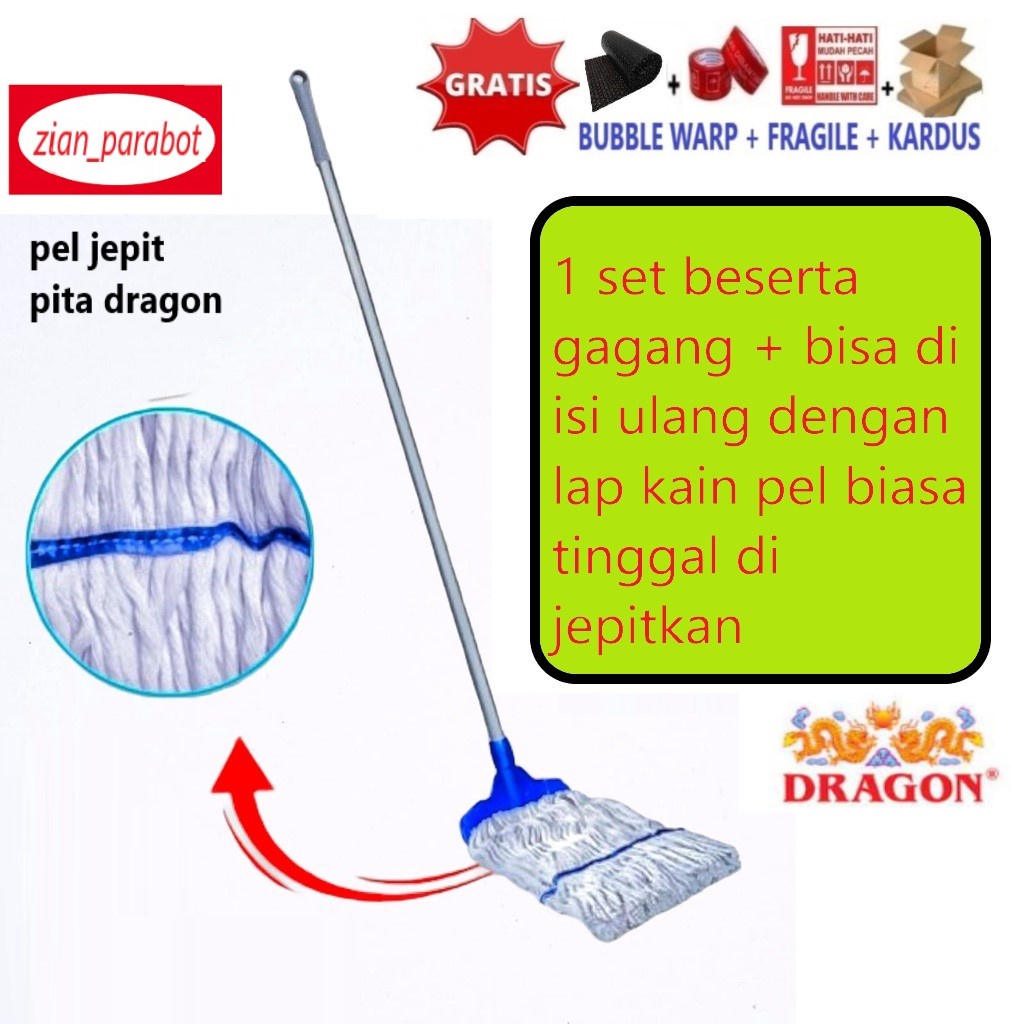 Jual Lap Mop Jepit Besi Dragon Pel Lantai Gagang Besi Shopee Indonesia