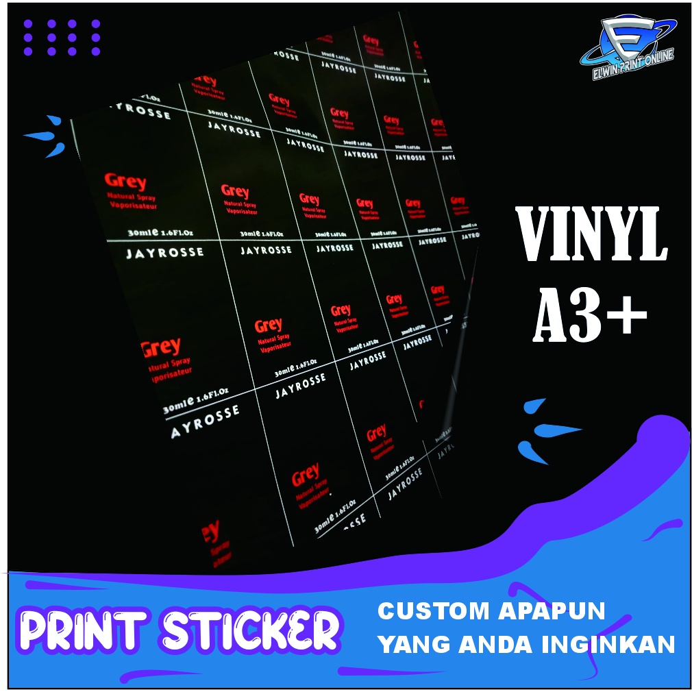 Jual Stiker Label-Cetak Stiker Vinyl A3+KissCut/Glossy/Doff/transparant ...