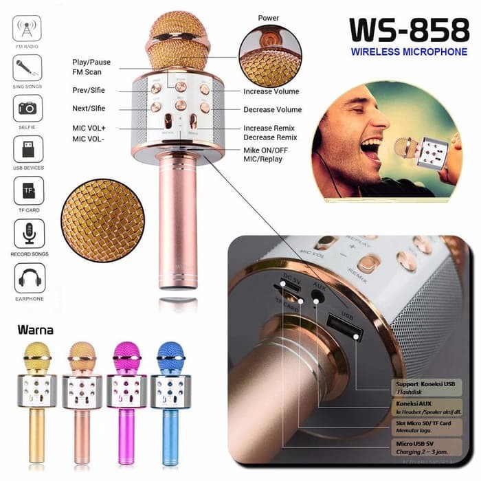 Wireless Microphone HiFi Speaker Handheld / WS 858