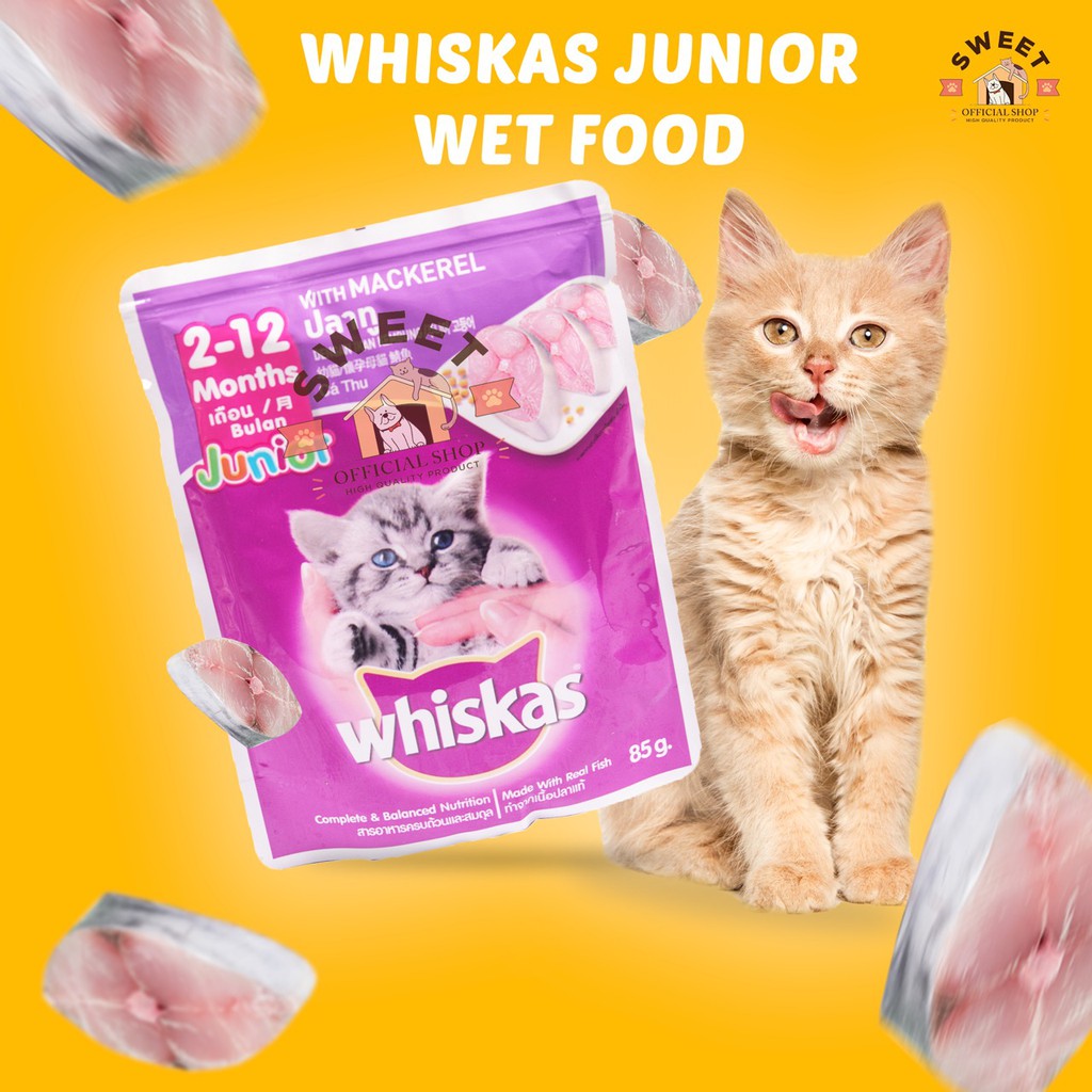 Jual WHISKAS MAKANAN KUCING BASAH POUCH JUNIOR 85GR WHISKAS PREMIUM