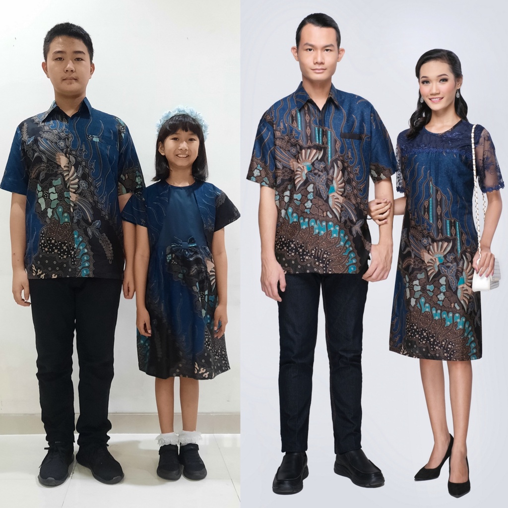 Jual sarimbit dress batik nagita keris biru | Shopee Indonesia