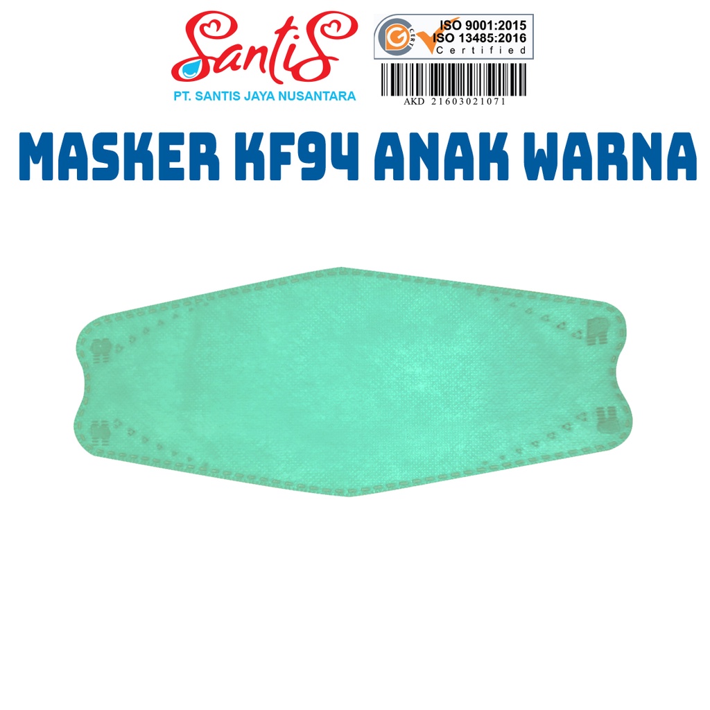 Jual Masker KF94 Anak Warna Matcha 4ply by santis, kemenkes RI | Shopee ...