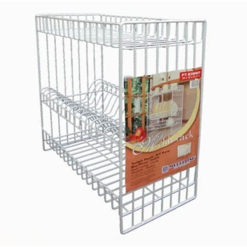 Jual Rak piring 3 susun besi modelline + tempat sendok/rak piring anti ...