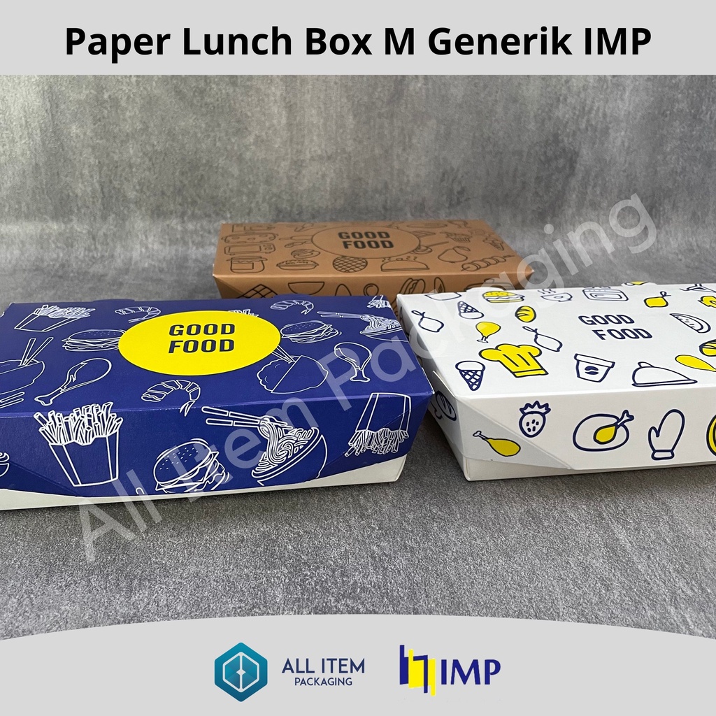 Jual Paper Food Lunch Box Medium Generik IMP / Paper Box M Motif @50 ...