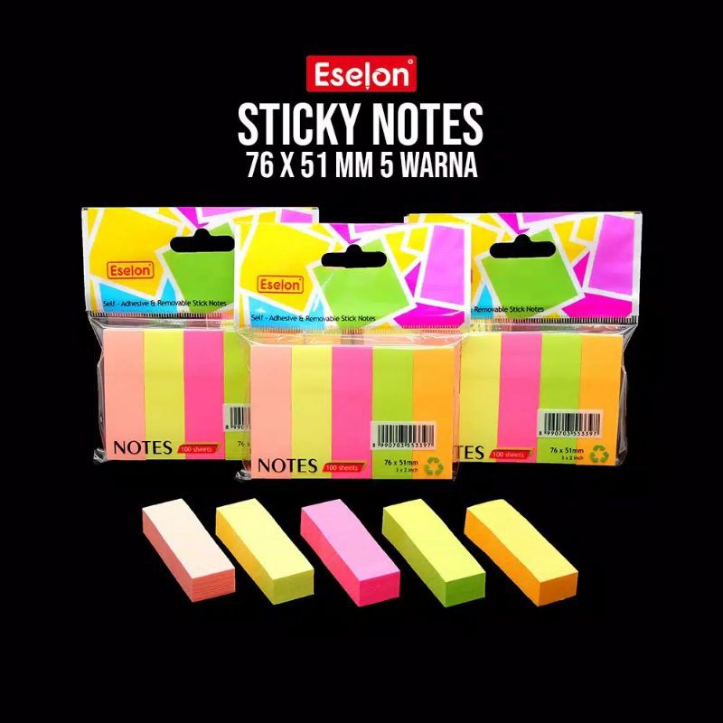 Jual sticky note 5 warna. pembatas buku, memo, dll (100 sheets ...