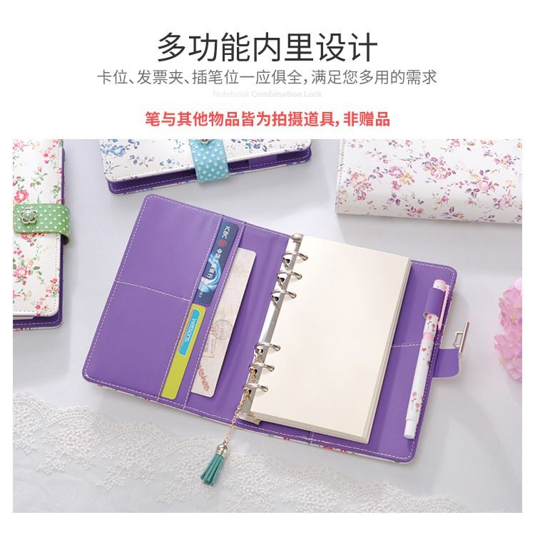 Jual Notebook binder A6 binder diary dengan kunci kecil segar, kunci ...