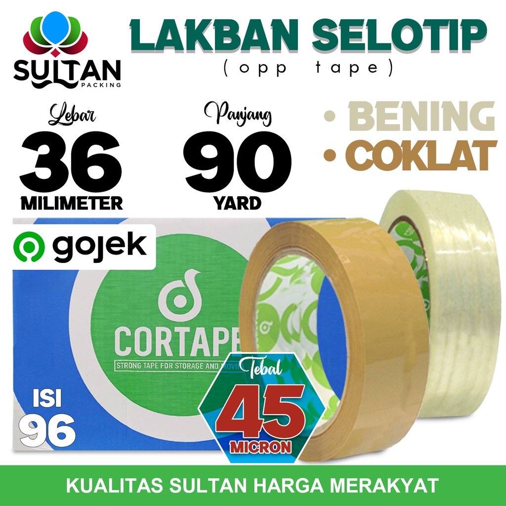 Jual Lakban Isolasi Selotip 36mm x 90yard Plakban OPP Tape CORTAPE ...