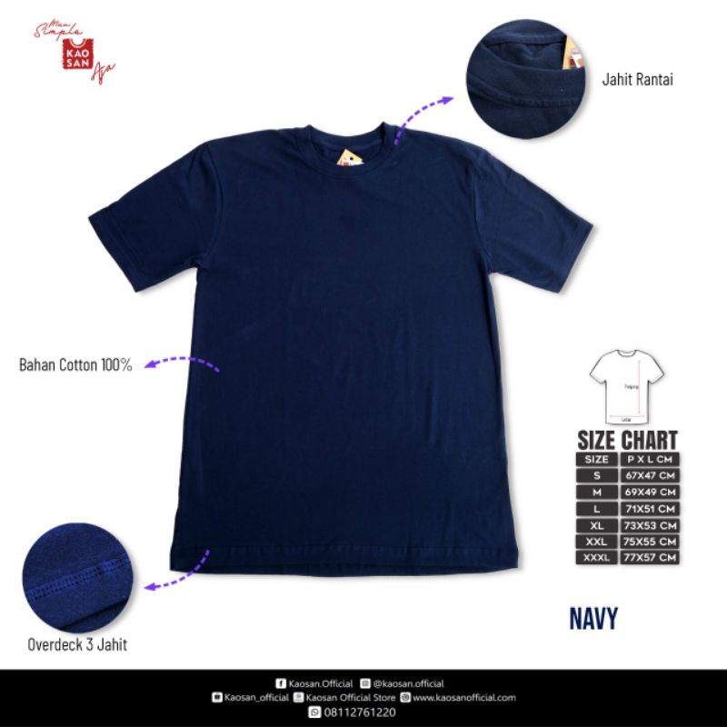 Jual Kaos Polos Warna Dongker/Biru Navy Bahan Katun | Shopee Indonesia