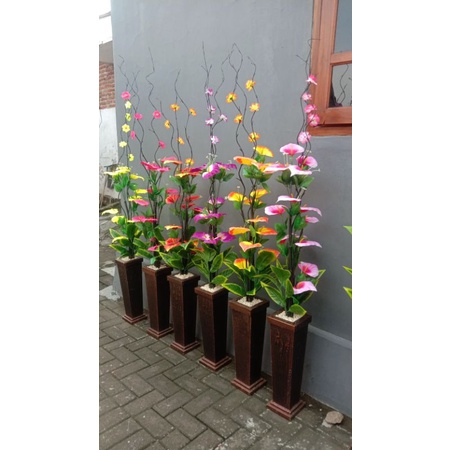 Jual BUNGA SUDUT ANTHORIUM ULIR LENGKAP VAS BEBATUAN TINGGI 2 METER ...