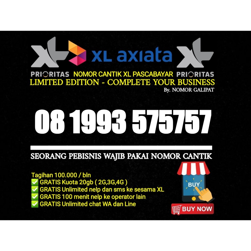 Jual NOMOR CANTIK XL-AXIATA PRIORITAS PASCABAYAR SERIES ABABAB 575757 ...